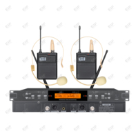 Microphone sans fil professionnel pour karaoké EIF HC-1000 rechargeable UHF double canal, portable/à porter sur la tête/à clipser, pour chanter au karaoké