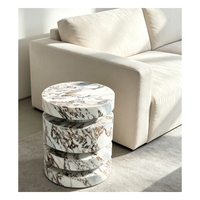 Table d'appoint ronde en marbre naturel Ocean Storm, table d'appoint en marbre moderne, meubles de salon, décoration intérieure