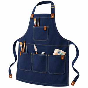 Delantal de Artista Azul Marino Personalizado con Tres Bolsillos Inferiores y Espacio para Guardar Pinceles, para Estudios de Pintura y Manualidades - Product Image 3