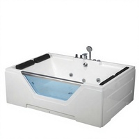 Nouvelle baignoire à remous multifonctionnelle autoportante en acrylique moderne avec lumière LED, pour usage hôtelier, robinet inclus