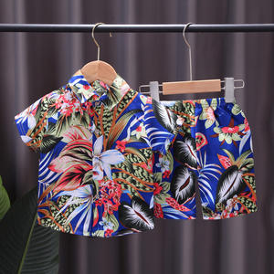 Set di t-shirt a maniche corte floreale in velluto a coste per bambini Casual a due pezzi <span class=keywords><strong>con</strong></span> stampa completa <span class=keywords><strong>estate</strong></span> 0-4 anni abbigliamento del sud-est asiatico - Product Image 6