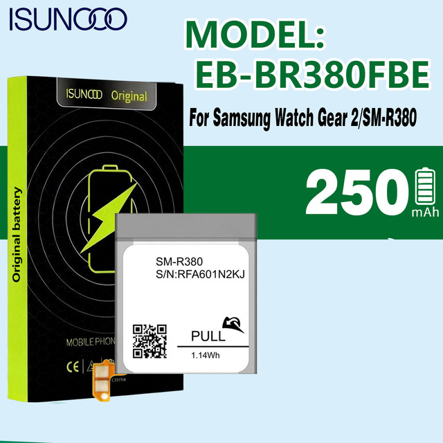 250mAh EB-BR380FBE Replacement Battery for Samsung Watch Gear 2/SM-R380
