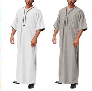Robes <span class=keywords><strong>de</strong></span> <span class=keywords><strong>prière</strong></span> islamiques traditionnelles <span class=keywords><strong>de</strong></span> Dubaï à manches courtes, respirantes, pour hommes musulmans, unies, gaufrées, grandes tailles - Product Image 2