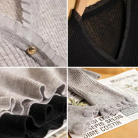Automne nouvelle mode et femmes élégantes à manches longues col en v pull en tricot pull plissé Net fil jupe tricoté deux pièces ensemble