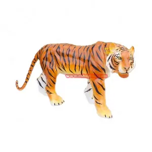 Estatua de tigre personalizada de fibra de vidrio, tamaño natural, para decoración de jardín y parque