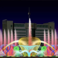 Fuente Musical con Diseño Chino, Programable, para Plazas y Cines, con Efectos de Pantalla de Agua de Colores y Combinación de Chorros