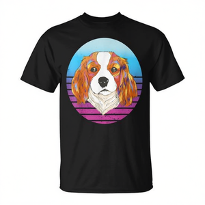 Camiseta Cavalier King Charles Spaniel con diseño de perro en acuarela, color negro, corte unisex - Product Image 2