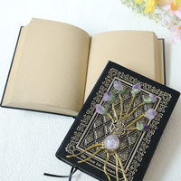 Carnet Magique en Cristal Naturel Motif Arbre de Vie Vie Simple Créativité Personnalisée Incrusté de Cristal Naturel