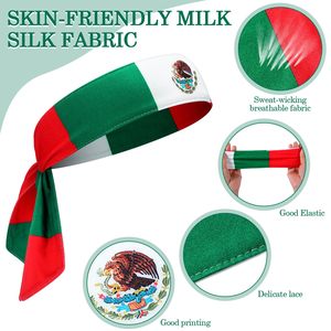 Vente en gros de bandeaux drapeau du Mexique, bandanas mexicains avec drapeau national, bandeaux anti-transpiration pour hommes, femmes et sport - Product Image 3