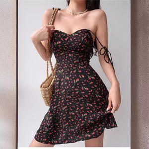 เดรสสั้นลายดอกไม้สีสันตามสั่งสำหรับผู้หญิง ฤดูใบไม้ผลิ/ทุกฤดู ปี 2024 ทรงเอ ไร้แขน เปิดหลัง เอวธรรมชาติ สไตล์ลำลอง เซ็กซี่ - Product Image 5