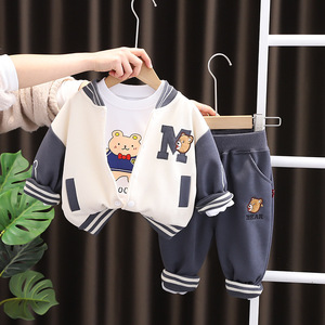 ชุดเสื้อผ้าแขนยาวผ้าฝ้าย + แจ็กเก็ต + กางเกงยีนส์3ชิ้นมาใหม่สำหรับฤดูใบไม้ร่วงและฤดูใบไม้ผลิ - Product Image 3
