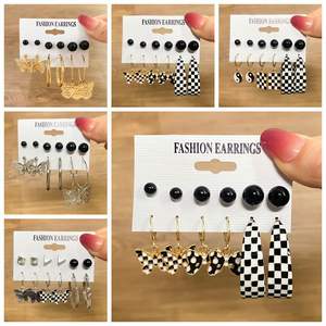 العصرية الاكريليك أقراط اللؤلؤ مختلط تصاميم قطرة طويلة أقراط ليوبارد شرابة مسمار طقم من الحلقان للنساء مجوهرات الأزياء - Product Image 3