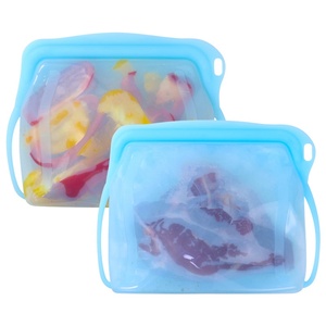 Logo personnalisé 1000ml grands sacs réutilisables en silicone avec fermeture éclair pour le stockage des aliments sac de joint debout en silicone platine pour le congélateur pour l'emballage - Product Image 1