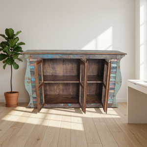 Aparador Vintage de Madera Maciza de Mango con 3 Puertas de Vidrio, Hecho a Mano para Comedor, Sala de Estar, Hotel, Casa de Campo, Precio de Fábrica - Product Image 6