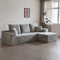 Canapé modulaire en velours côtelé compressé de haute qualité, en forme de L, populaire, moderne, en mousse souple, livré en boîte