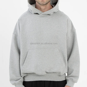 Boxy Fleece unisexe uni 500/400 Gsm Hoodie Fabricant French Terry 100% Cotton Oversized Heavyweight Cropped sweats à capuche vierges - Product Image 4