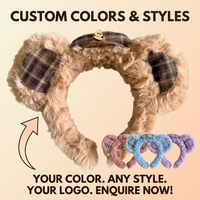 Serre-tête coréen en peluche de coton avec oreilles d'ours mignonnes, fait main, haute qualité, couleur et style personnalisables