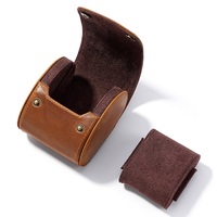 Étui à montre en cuir Crazy Horse avec logo personnalisé, boîte cadeau pour montre en cuir de vachette pleine fleur à fente unique, support de rangement portable pour montre de voyage
