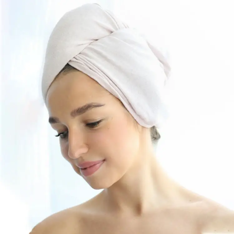Toalla de secado rápido para la cabeza para mujer, turbante mágico para spa y baño, toalla de cabello de seda 100% sin procesar