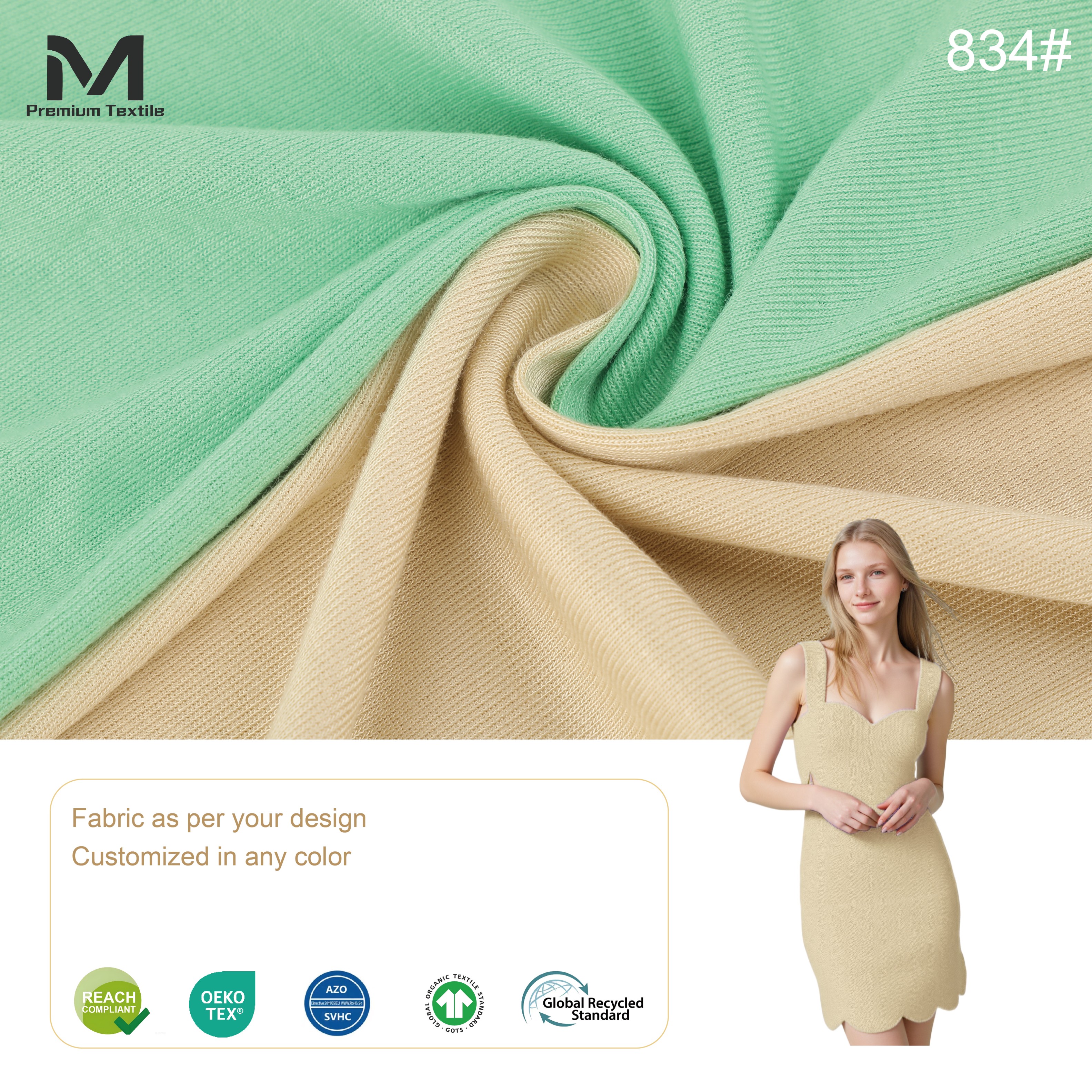 100% Natural Comfortable OEKO-TEX Cotton Knit Fabric For Premium Breathable Loungewear And Sustainable Fabric 834#