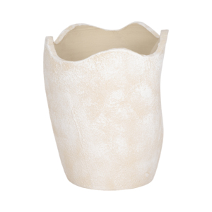Vaso classico in terracotta con bordo ondulato, accento scultoreo testurizzato per l'arredamento del soggiorno e la decorazione della casa - Product Image 4