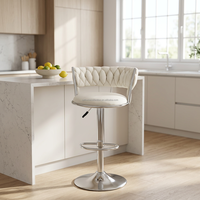 Tabourets de bar modernes classiques à hauteur de comptoir, avec coussin rond en velours, chaise pivotante chromée pour îlot de cuisine ou comptoir de salle à manger