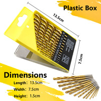 13 pièces boîte en plastique HSS haute vitesse tige droite titane jeu de forets hélicoïdaux pour acier inoxydable fer bois aluminium-005