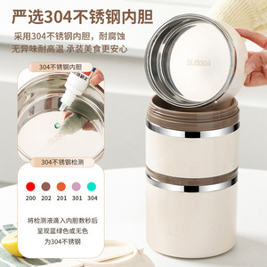 Stainless Steel Portable Lunch Box Round Sealed Japanese Style <b>Large</b> Capacity For Meal <b>Storage</b> - Product Image 3