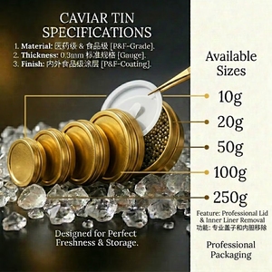 Boîte en fer blanc de luxe de qualité alimentaire pour <span class=keywords><strong>caviar</strong></span>, scellée sous vide, ronde, pour <span class=keywords><strong>caviar</strong></span> de sturgeon et produits délicatessen haut de gamme - Product Image 3
