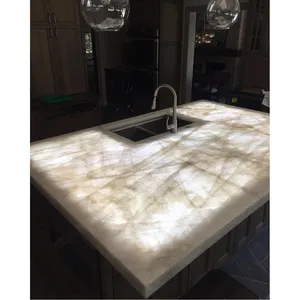 Natural Brazil Crystal White Backlit Kitchen Iceberg Quartzite Countertops