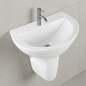 Lavabo demi-pied en céramique au design européen moderne, facile à nettoyer, pour hôpital - Product Image 3