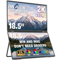 Moniteur portable double empilable 2K QHD de 18,5 pouces, gamme de couleurs large 100 % sRGB, teinte précise pour la création graphique et l'illustration