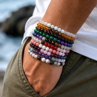 Gelang Manik-manik Go2boho dengan Batu Alam Bulat dan Manik-manik Mutiara Imitasi, Paduan Logam Berlapis Emas, Hadiah Uniseks Trendi