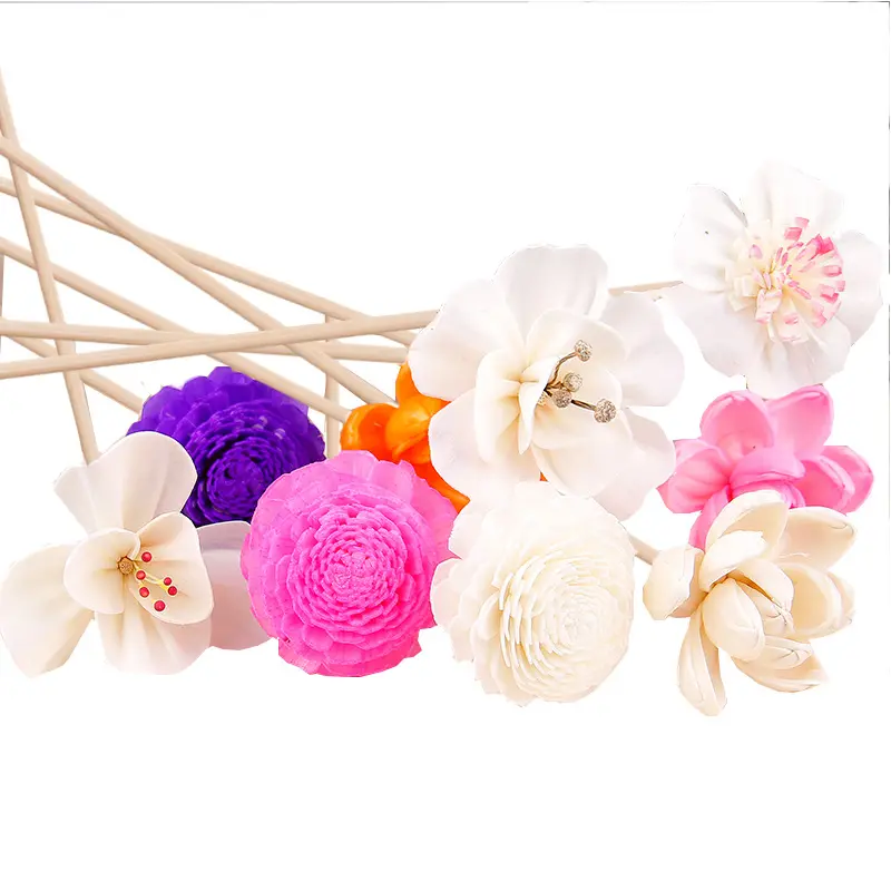 ESTICK Home Bathroom Decoration Primary Color Flower Shape No Fire Aromatherapy Rattan Reed Diffuser Sticks With Cherry Blossom