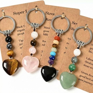 Handmade Stylish Colorful Heart-shaped Stone Keychain