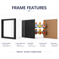Boîte à ombre en bois pour certificats, présentoir personnalisé en acrylique, porte-médailles, cadre photo collage 12x12, vente en gros, à suspendre au mur