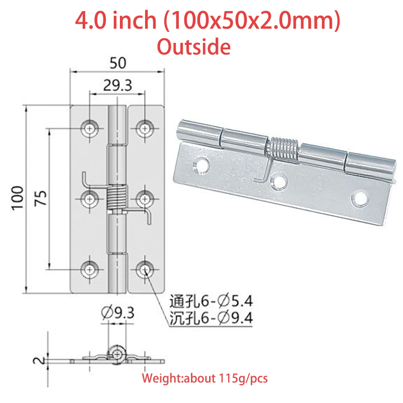En dehors de-4,0 pouces (épaisseur 2.0mm)