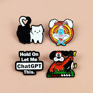 Broche créative et adorable en noir et blanc, bijou animalier, médaille, badge polyvalent pour sac à dos et vêtements, technique de goutte d'huile - Product Image 2