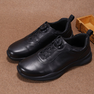 Chaussures pour hommes en cuir véritable à bout rond, semelle en caoutchouc antidérapante, chaussures de marche toutes saisons, lacets, semelle intermédiaire en EVA - Product Image 1