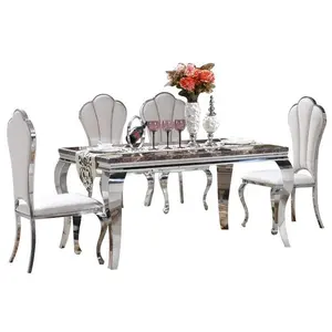 Modern 8 seaters medium size marble dining table and chair sets designs CT003