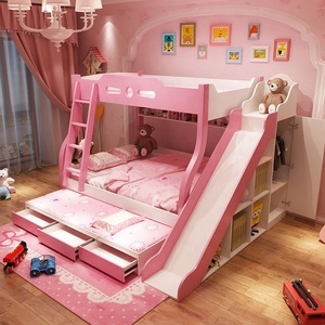 Lit superposé triple avec escalier, <span class=keywords><strong>lits</strong></span> <span class=keywords><strong>superposés</strong></span> jumeaux pour <span class=keywords><strong>3</strong></span> personnes, lit superposé en bois avec escalier intégré et petit tiroir pour enfants et adolescents - Product Image 4