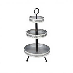 Soporte de 3 niveles galvanizado para postres, forma redonda, tamaño grande, para servir chocolates y bocadillos, de Home Arts - Product Image 1
