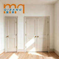 Portes françaises pré-montées à 2 panneaux carrés de style Shaker en bois simple pour intérieur
