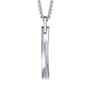 สร้อยคอจี้เกลียวแบบมินิมอล จี้เงินเปล่าสำหรับผู้ชาย - Product Image 2