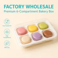 Boîte à pâtisserie à six compartiments avec couvercle transparent, base en plastique, conteneur jetable en PET, emballage alimentaire personnalisable, 6 pièces, crème de mochi glacée