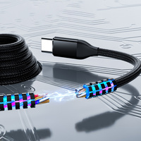 Câble USB-C vers C magnétique à charge rapide PD 100W, tressé en nylon, pour ordinateur, appareil photo et écouteurs, avec conducteur en cuivre étamé