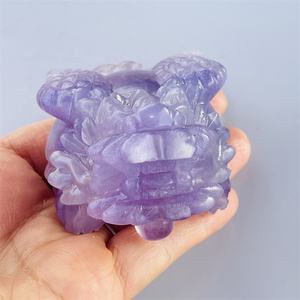 Hete Verkoop Natuurlijke Kristallen Dier Genezing Paars Fluoriet Kristalsnijwerk Drakenschildpad Voor Geschenkdecoratie - Product Image 4