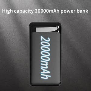 Batterie externe haute capacité avec entrée Type C, 20000 mAh, double USB PD 22,5 W, pour l'extérieur - Product Image 1