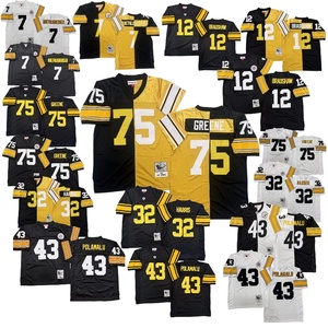 Camisetas Retro de Pittsburgh # 75 Greene # 12 Bradshaw # 7 Roethlisberger # 32 Harris # Camiseta Retro de Fútbol Americano de Polamalu Número 43 - Product Image 1