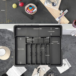 Organisateur de tiroir extensible en <span class=keywords><strong>plastique</strong></span> PP rectangulaire |   Rangement de vaisselle de cuisine avec <span class=keywords><strong>bloc</strong></span> à couteaux, bacs multi-usages 10-20L - Product Image 1